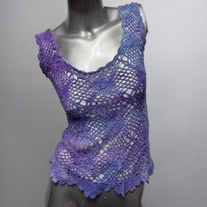 Crochet Layered Blue/Purple Ombre Shirt